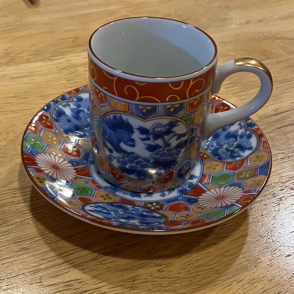 Otagiri Dining Otagiri Japan Coffee Cup And Saucer Set Gold Rim